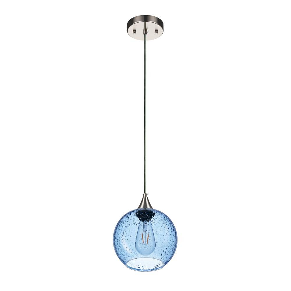 1-Light Farmhouse Polished Nickel Pendant Light Fixture Vintage Hanging Lig