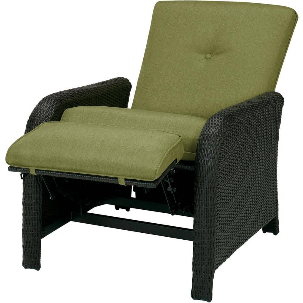 Cilantro Green Wicker and Steel Outdoor Reclining Lounge Chair