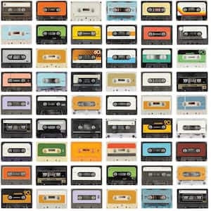 28.29 sq. ft. Red Retro Cassettes Peel and Stick Wallpaper