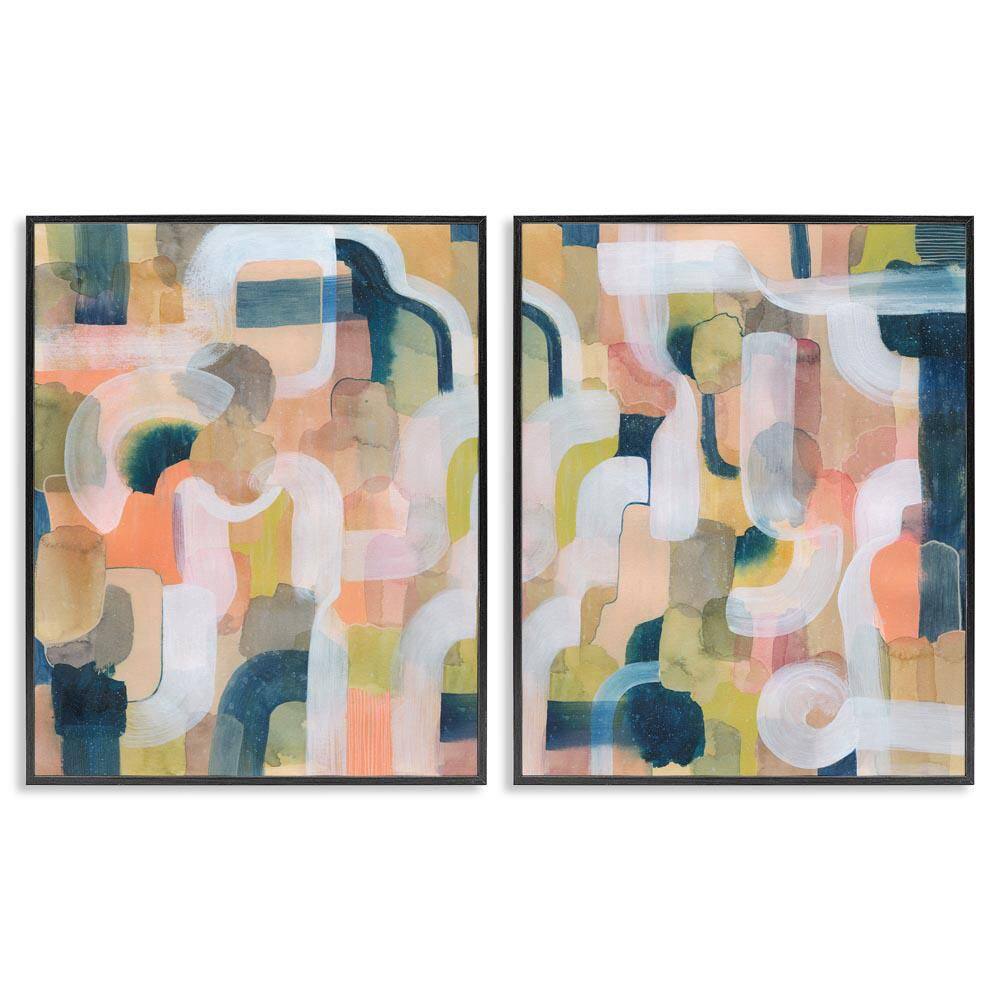 Curved Retro Abstraction by Grace Popp 2-Pieces Black Framed Abstract Giclee Art Print 30 in. x 24 in. price history on PriceWatchPro