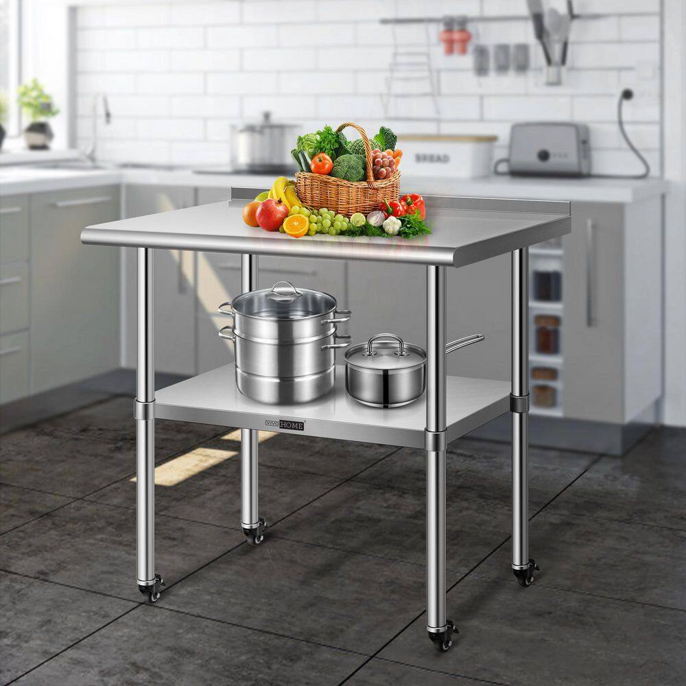 24 x 30 Stainless Steel Work Table with Backsplash