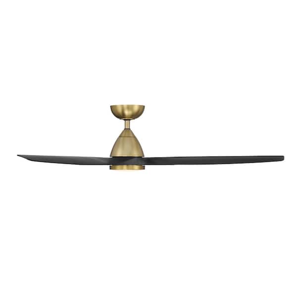 Skylark 62 in. 3-Blade Smart Indoor/Outdoor Ceiling Fan in Soft Brass Matte Black 3000K Integrated LED and Remote
