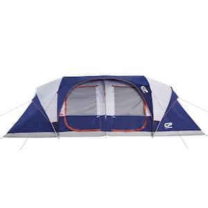 12-Person Blue Polyester Water Resistant Camping Tents 6 Large Mesh Windows Portable with Carry Bag