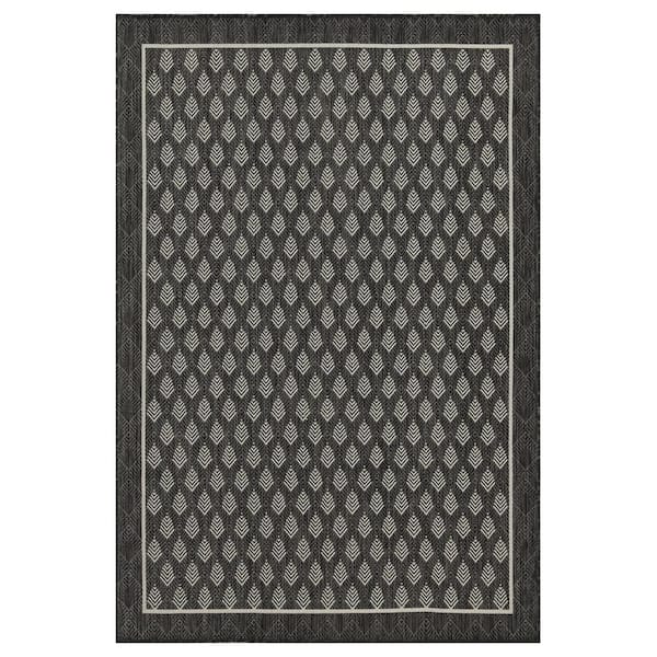 COOLSHARK 5 ft. x 7 ft. Waterproof Outdoor Patio Rug Indoor Large Area Rugs, Anthracite