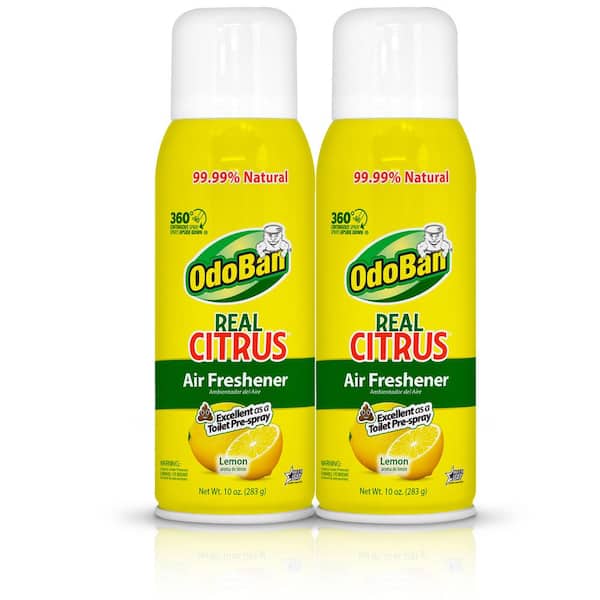 OdoBan 10 oz. Lemon Real Citrus Air Freshener Spray, Citrus Oil Natural Air Freshener, Room Deodorizer & Toilet Spray (2 Pack)