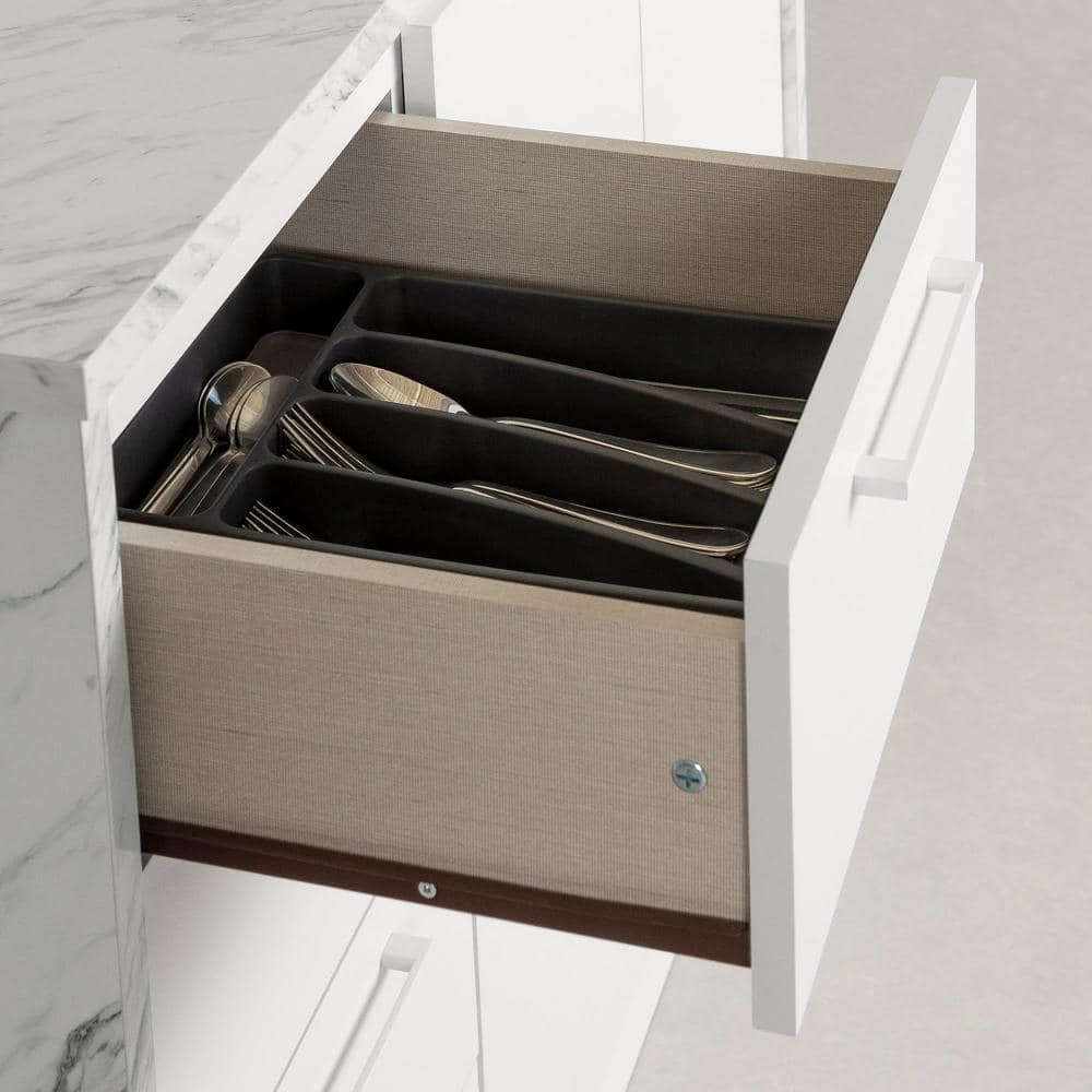 Myro Kitchen Island, Faux Black Stone and White - thumbnail 10