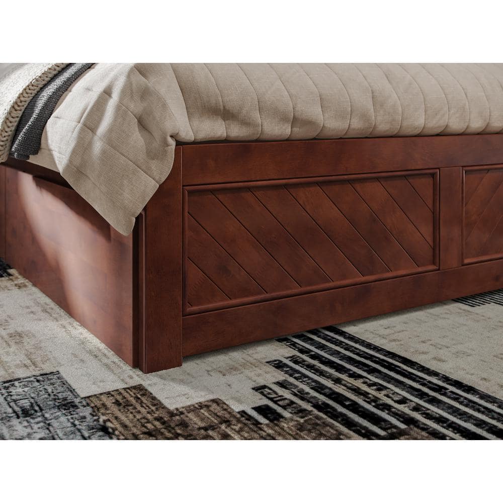 Canyon Walnut Queen Wood Platform Bed with Storage Drawers