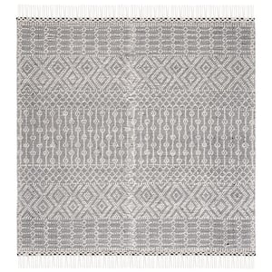 Natura Ivory/Black 4 ft. x 4 ft. Geometric Tribal Square Area Rug