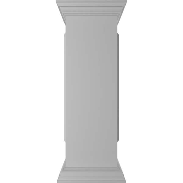 Straight 40 in. x 12 in. White Box Newel Post with Panel, Flat Capital and Base Trim (Installation Kit Included)