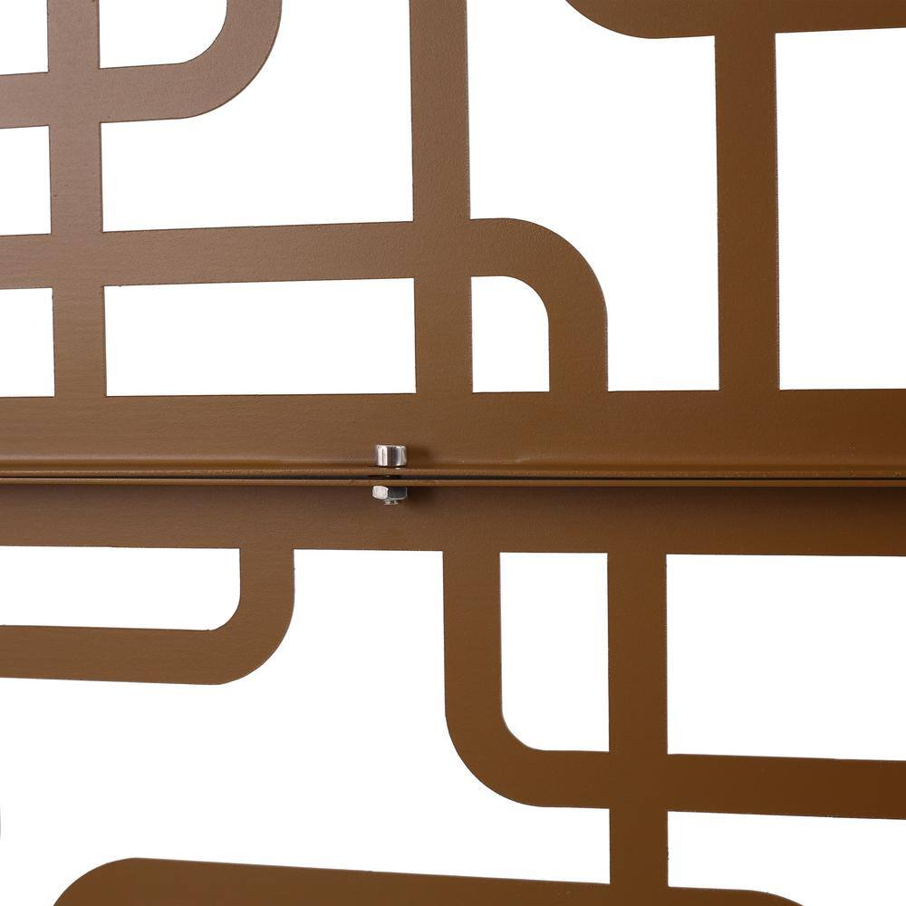 Close-up of the interlocking pattern and horizontal bar of a privacy screen.