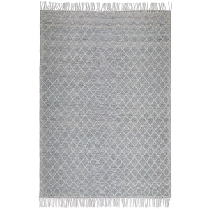 Ogden Ivory Teal 6 ft. x 9 ft. Rectangle Solid Pattern Wool Polyester Cotton Runner Rug