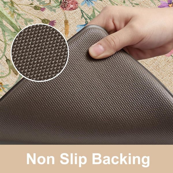 Brown 47 in. x 20 in. Indoor Anti Fatigue Kitchen Rugs and Mats Set of 2