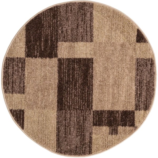 Unique Loom Autumn Providence Beige 3' 3 x 3' 3 Round Rug