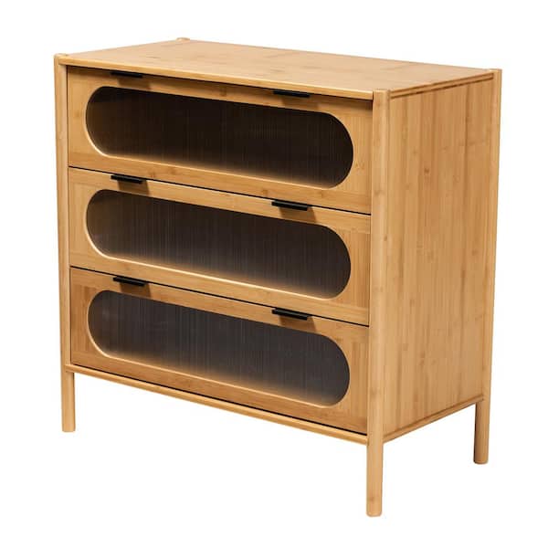 Baxton Studio Naresh 3-Drawer Natural Brown Chest of Drawers Storage Cabinet (30.7 in. H x 31.5 in. W x 15.7 in. D)