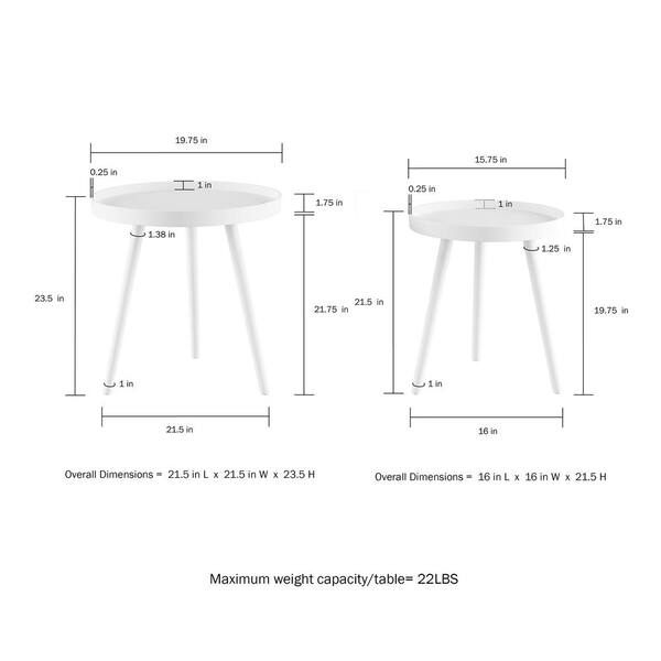 Lavish Home White Wooden Folding End Table with Removable Tray HW0200185 -  The Home Depot