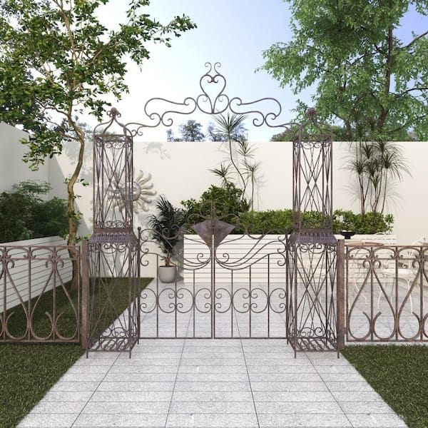 Black Metal Traditional Garden Arbor 94 in. x 78 in.