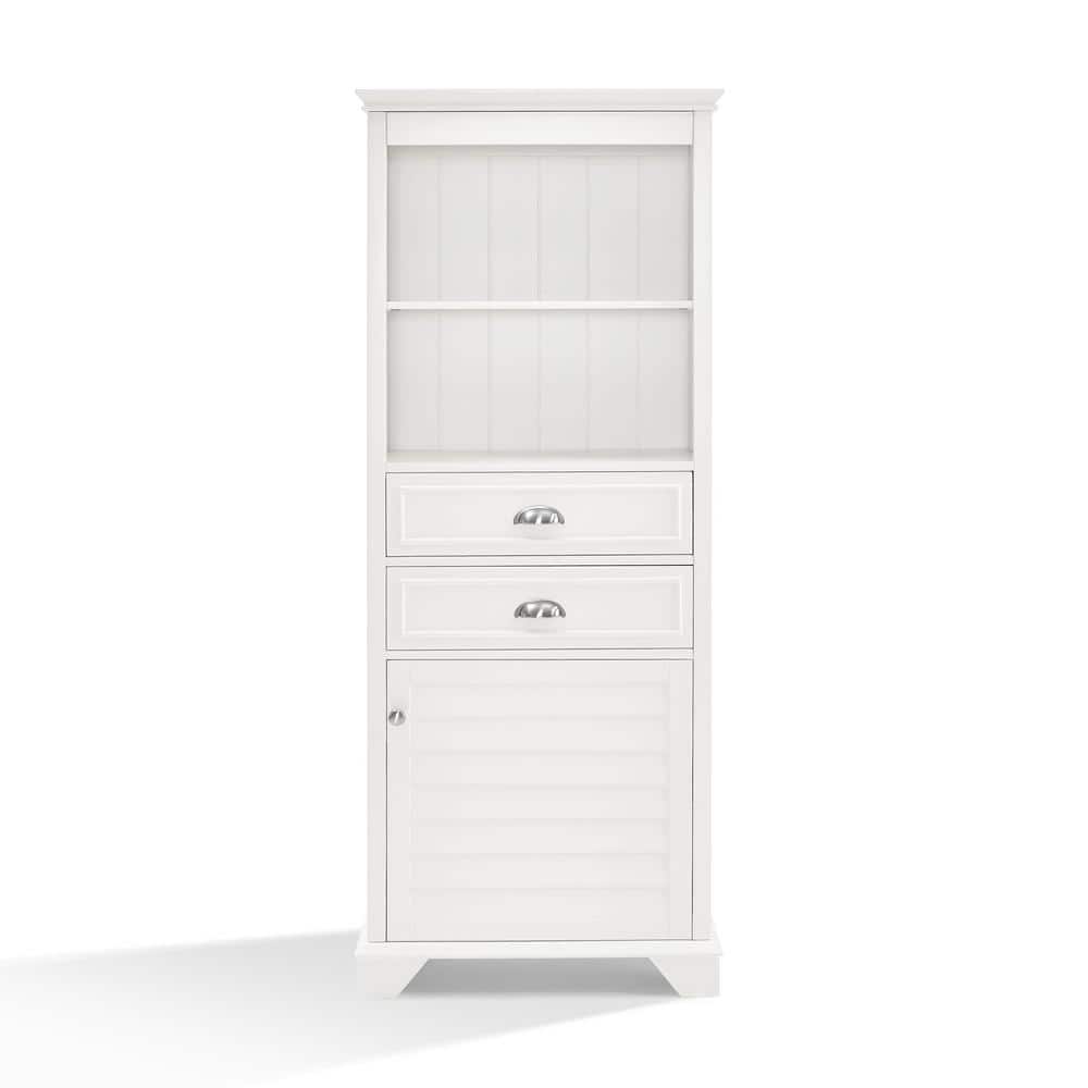 White Tall Bathroom Cabinet with Adjustable Shelving