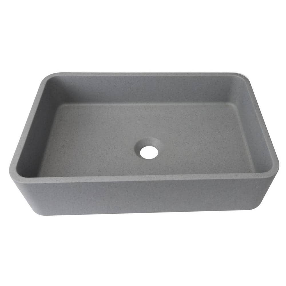 19.68 in. L x 12.8 in. W Modern Style Cement Gray Concrete Rectangular Bathroom Vessel Sink without Faucet and Drain -  Boyel Living, BL-AO43980