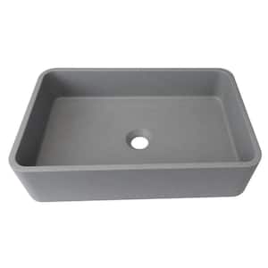 19.68 in. L x 12.8 in. W Modern Style Cement Gray Concrete Rectangular Bathroom Vessel Sink without Faucet and Drain