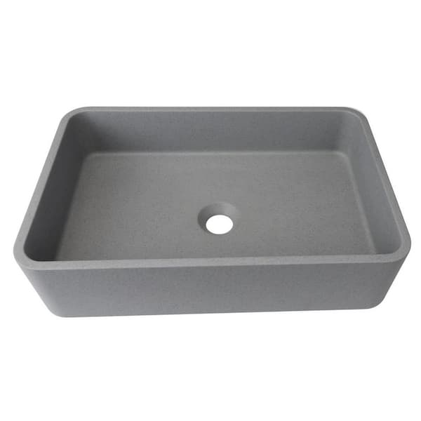 Boyel Living 19.68 in. L x 12.8 in. W Modern Style Cement Gray Concrete Rectangular Bathroom Vessel Sink without Faucet and Drain