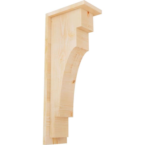 Ekena Millwork 6 in. x 10 in. x 26 in. Douglas Fir Mediterranean Rough Sawn Corbel with Backplate