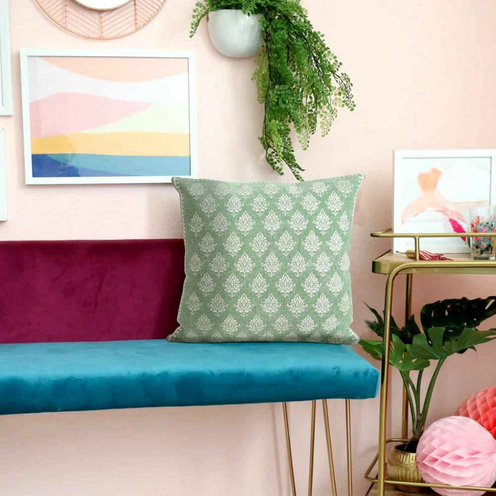 Fantasy Green Cotton Textured 20" Square Throw Pillow Set