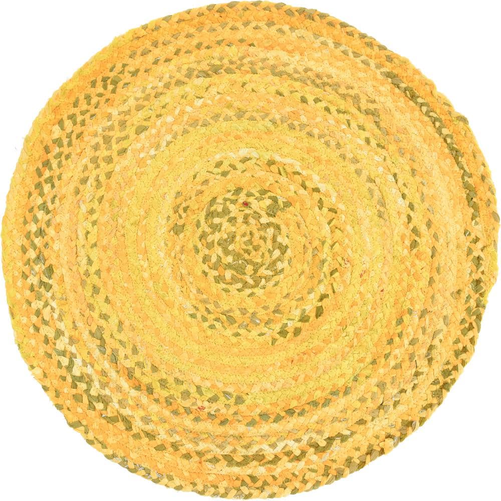 Braided Chindi Yellow 3 ft. x 3 ft. Round Area Rug price history on PriceWatchPro