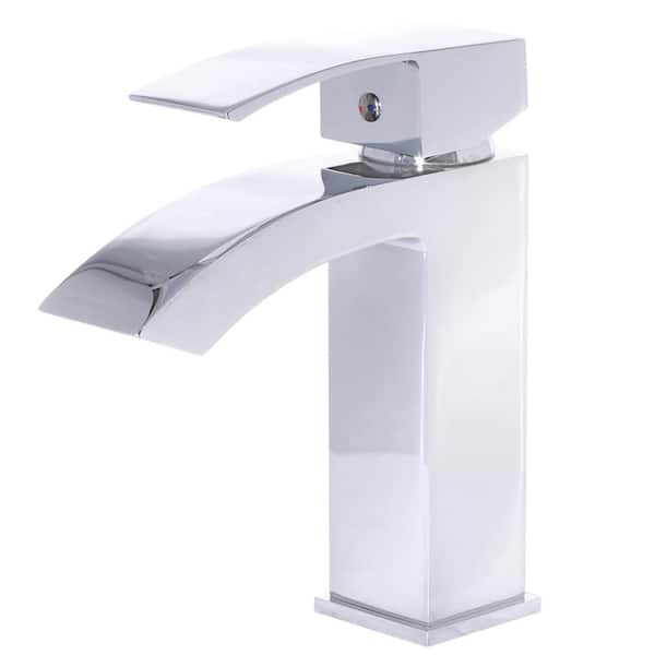Novatto FIGS Modern Single Handle Deck Mount Lavatory Bathroom Faucet in Chrome