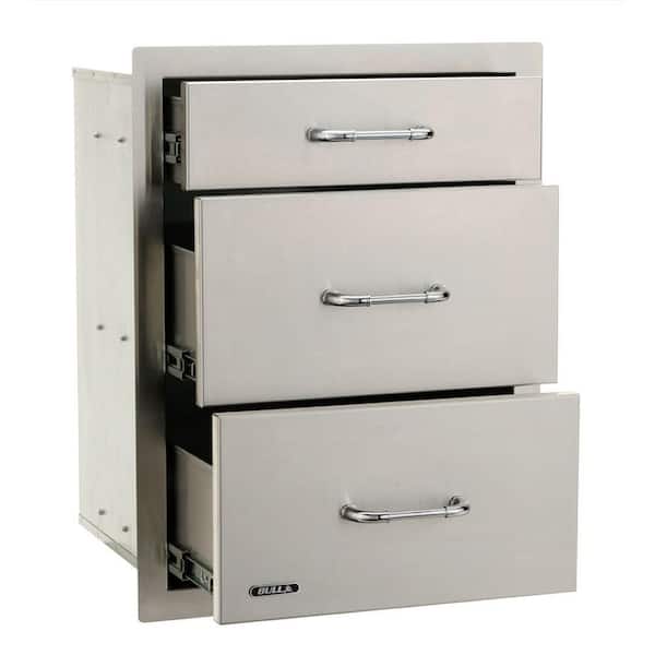 Bull Outdoor Products Signature Series 18 in. Stainless Steel 3 Drawer Access Drawer
