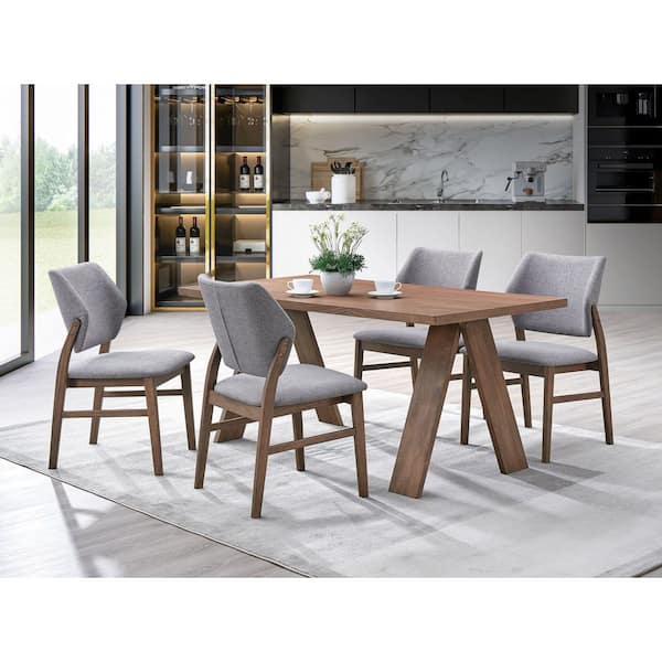 Acme Furniture Sarha Light Gray Linen and Walnut Finish Linen Side