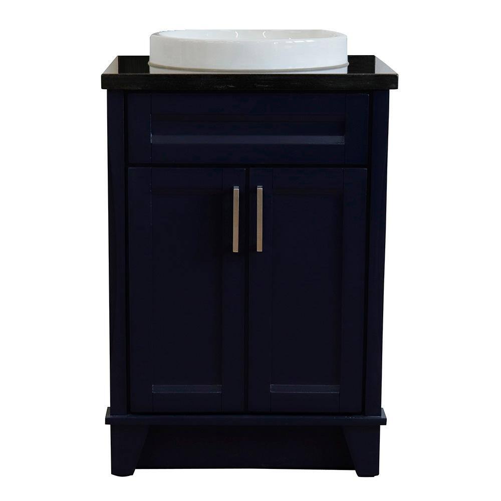 25 in. W x 22 in. D Single Bath Vanity in Blue with Granite Vanity Top in Black Galaxy with White Round Basin price history on PriceWatchPro