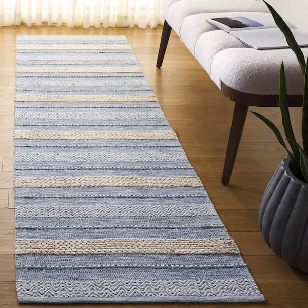 Montauk 2 ft. x 8 ft. Silver/Ivory Modern Striped Runner Rug
