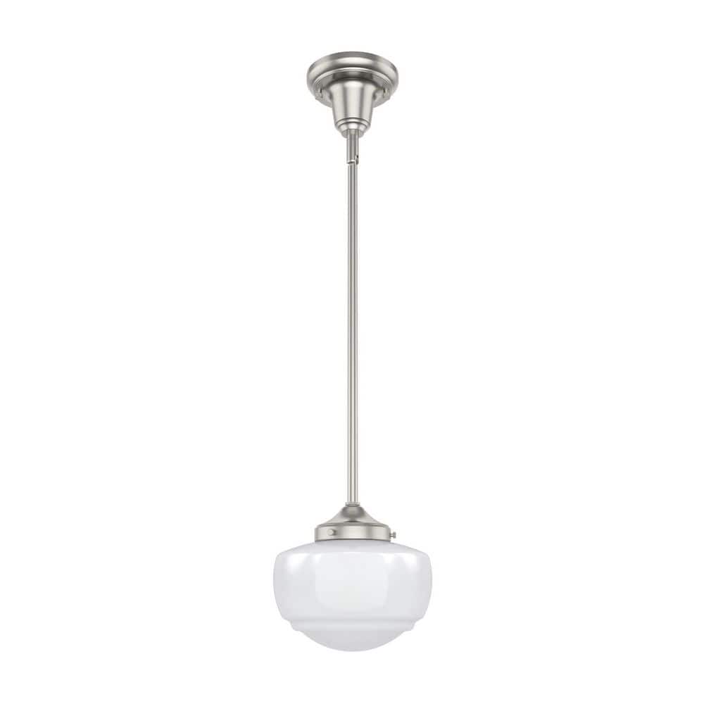 Brushed Nickel 7.5" Mini Pendant with White Glass Shade