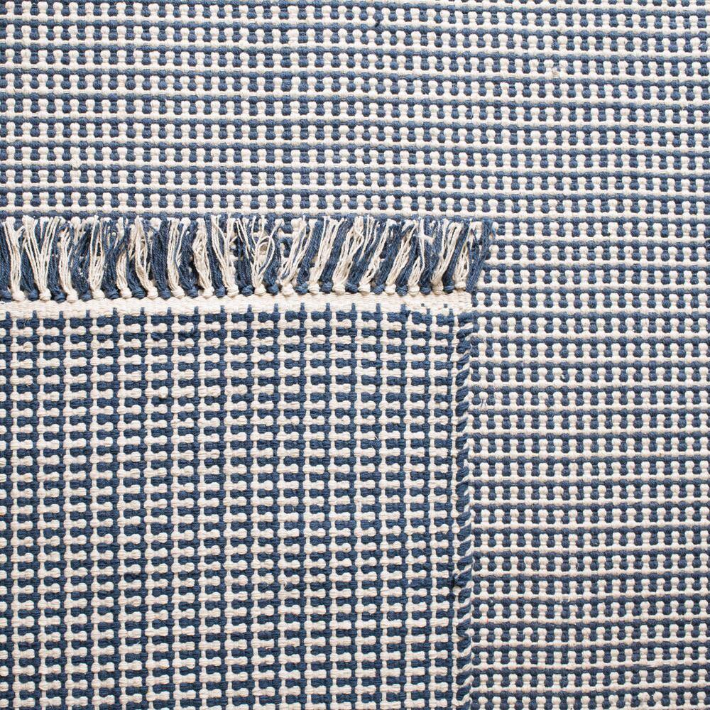 Handwoven Ivory/Navy Cotton Flatweave Area Rug 6' x 9'