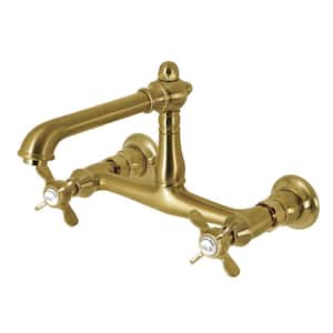 Essex 2-Handle Wall-Mount Bathroom Faucets in Brushed Brass