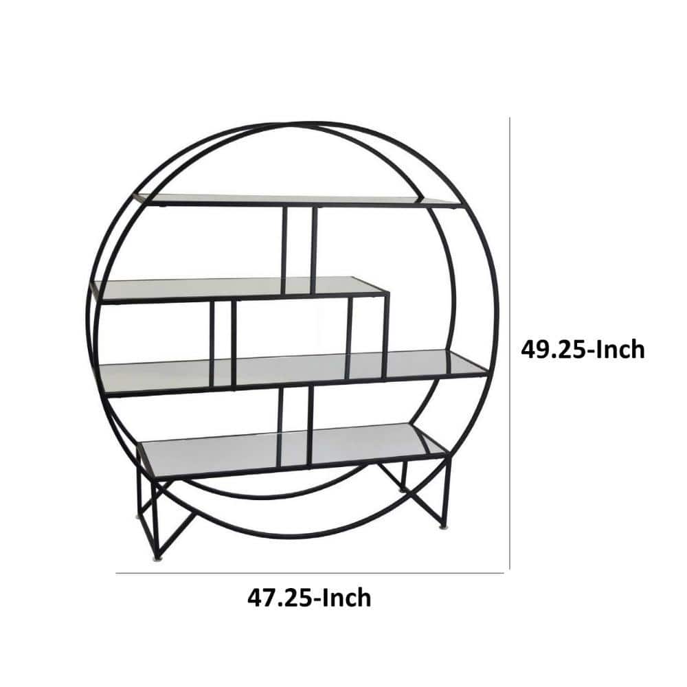 49.25 in Black Metal and Clear Glass 4-Tier Plant Stand