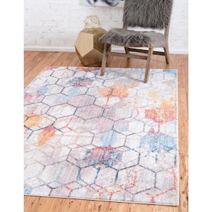 White 2 ft. 2 in. x 3 ft. Rainbow Area Rug