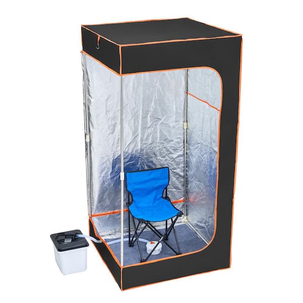 Portable Steam Sauna Tent 1-Person Indoor Metal Frame Material Portable Sauna 1600 Watt With Visible Window, Black