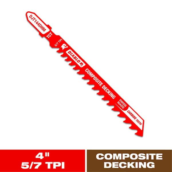 DIABLO 4 in. 5/7 TPI Carbide T-Shank Jig Saw Blade for Composite Decking