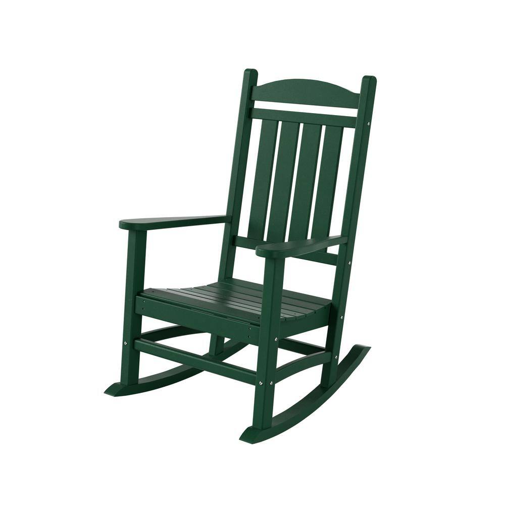 Laguna Traditional Dark Green Poly HDPE Rocking Chair with Arms