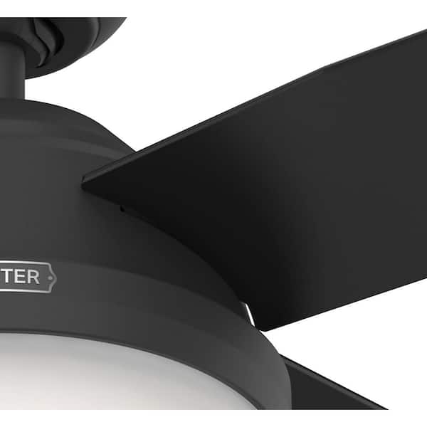 Hunter - Dempsey 44 in. Indoor Matte Black Ceiling Fan with Remote and Light Kit Included