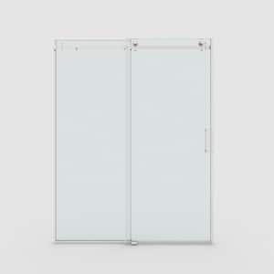 60 in. W x 76 in. H Sliding Semi-Frameless Shower Door in Chrome Finish with Clear Glass