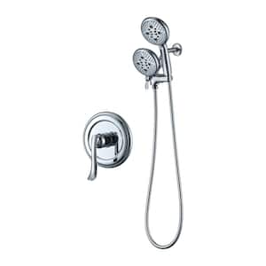 Single-Handle 24-Spray Shower Faucet and Handheld Shower Combo with 5 in. Shower Head in Chrome