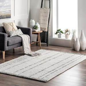 Mazie Ivory 5 ft. x 8 ft. Striped Area Rug