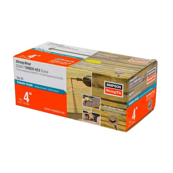 0.195 in. x 4 in. 5/16 Hex, Washer Head, Strong-Drive SDWH Timber-Hex Wood Screw, DB Coating in Tan (50-Pack)