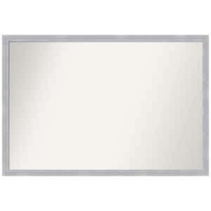 Grace Brushed Nickel Narrow 38 in. W x 26 in. H Non-Beveled Bathroom Wall Mirror in Silver