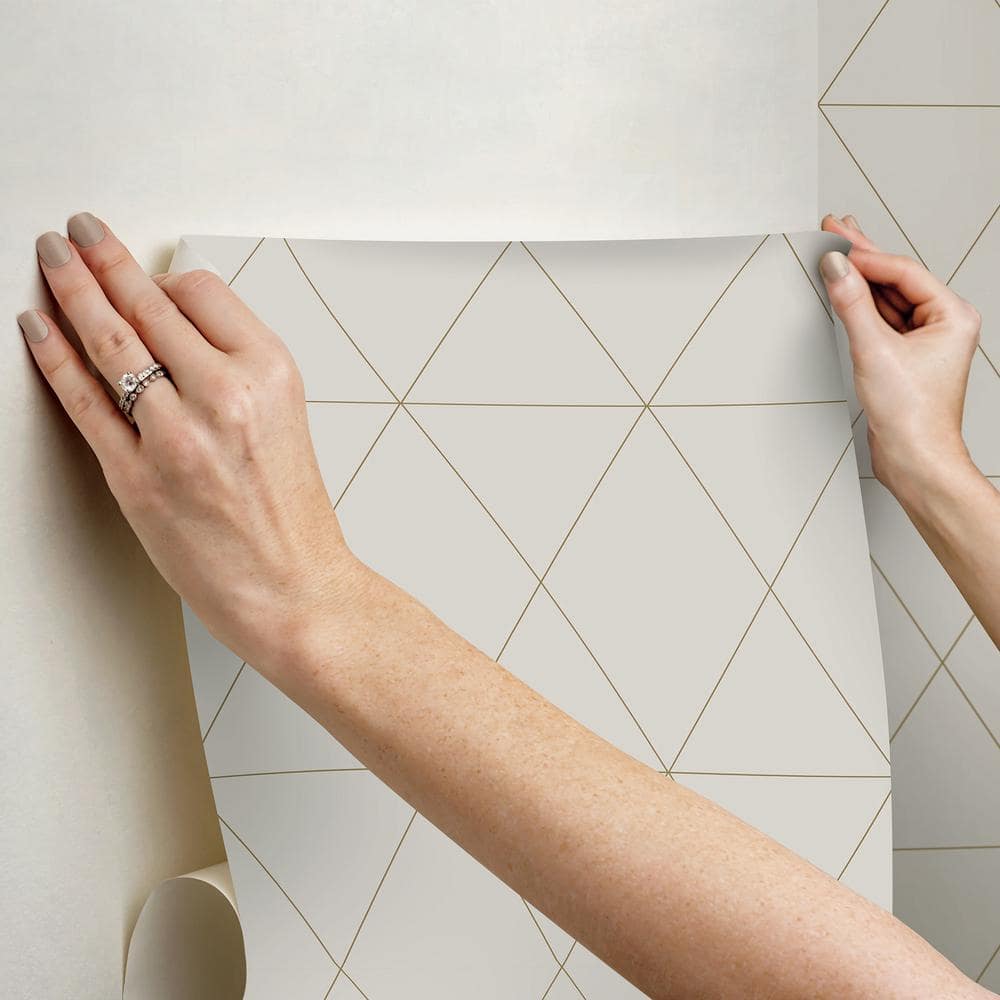 Grey and Gold Geometric Self-Adhesive Vinyl Wallpaper Roll