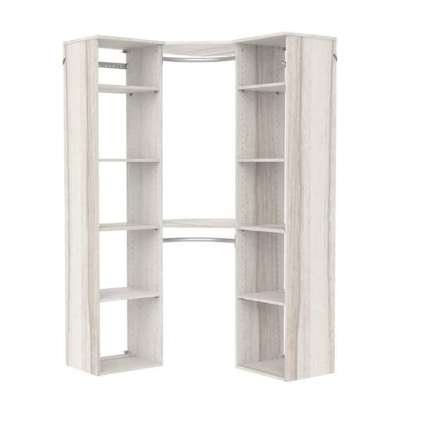 ClosetMaid Style+ Bleached Walnut Hanging Wood Closet Corner System with (2) 16.97 in. W Towers, 2 Corner Shelves and 2 Corner Rods