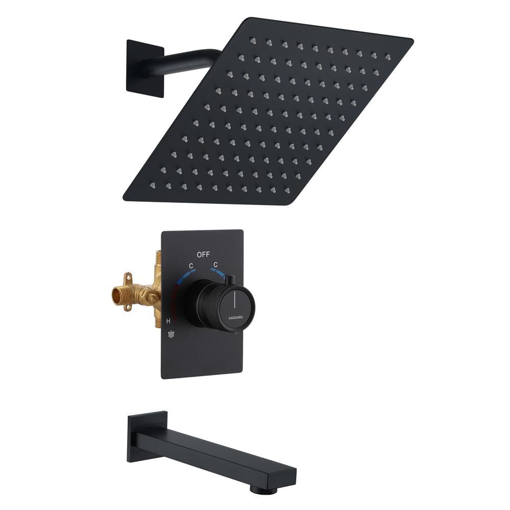 Matte Black Large Square Rainfall Wall Mounted Shower System