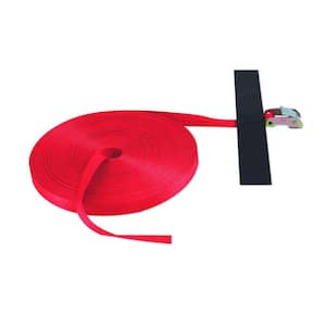100 ft. x 1 in. Cinch Strap with Hook and Loop Storage Fastener in Red